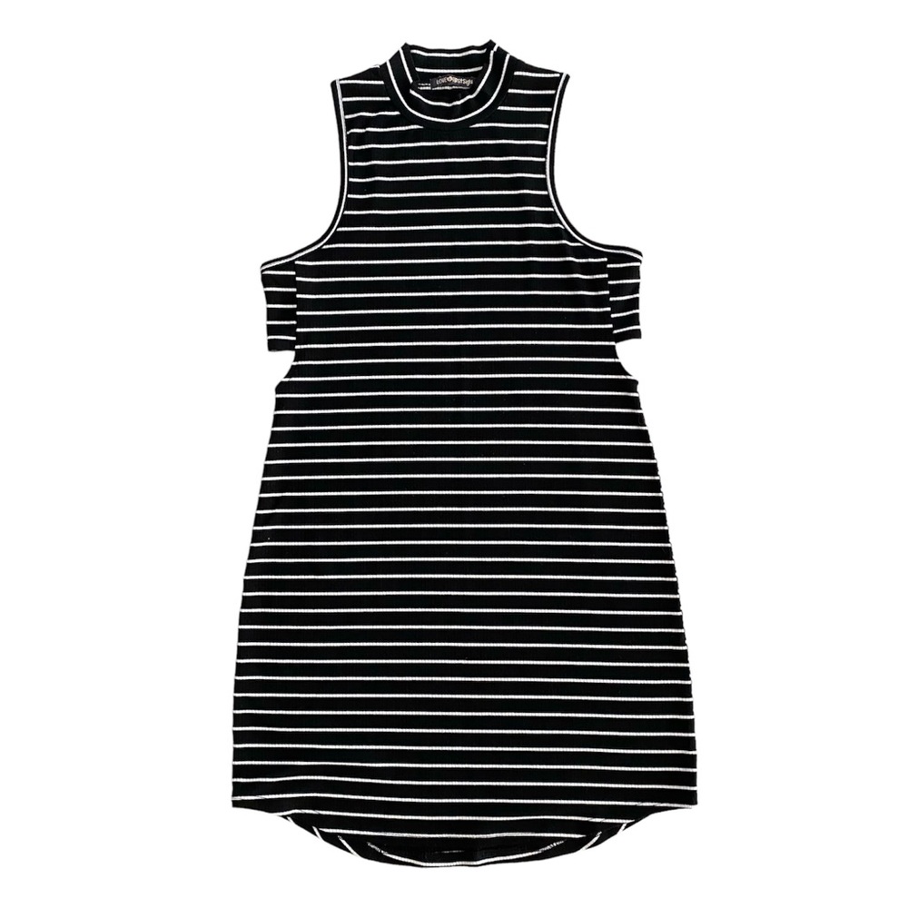 Love at First Sight Mock Neck Sleeveless Cutout Side White & Black Dress Size XL